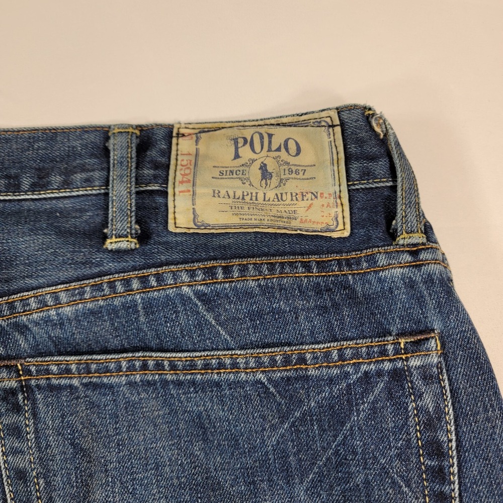 Polo Ralph Lauren Vintage 67‎ Jeans Mens 42x32 Blue Denim American Faded - Picture 12 of 14